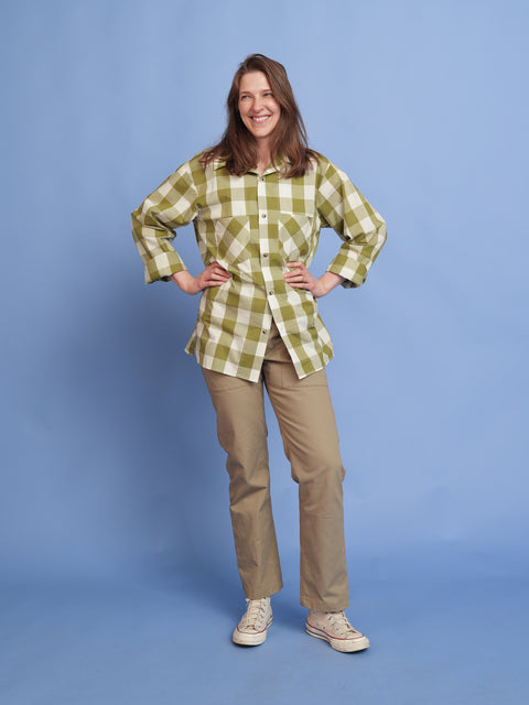 Olive Plaid Camp Shirt
