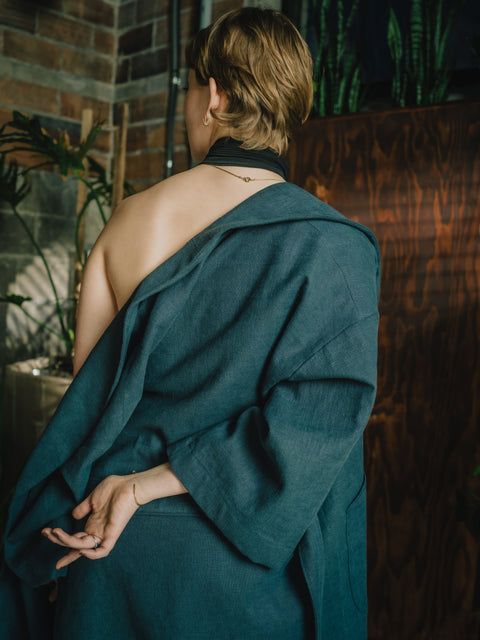 Indigo Linen Spa Robe