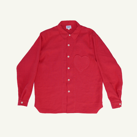Heart Shirtt Red Linen